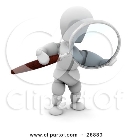 Clipart Illustration of a White Character Performing An Inspection With A Magnifying Glass by KJ Pargeter