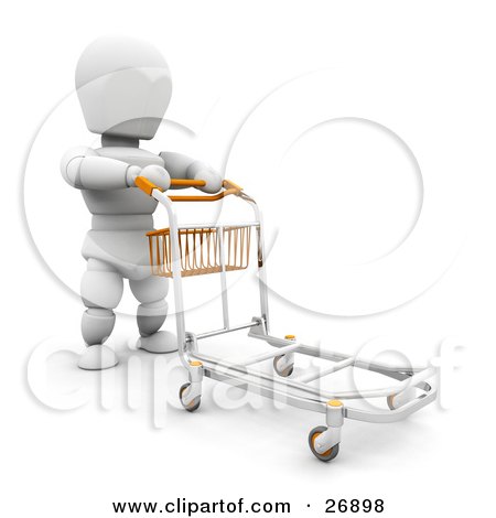 Clipart Illustration of a White Character Pushing A Luggage Trolley Towards Baggage Claim In An Airport by KJ Pargeter