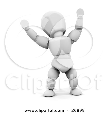 Clipart Illustration of a White Character Hollering With Joy And Holding His Arms Up In The Air by KJ Pargeter