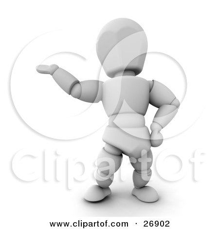 Clipart Illustration of a White Character Holding His Arm Out And Presenting Someone Or Something by KJ Pargeter