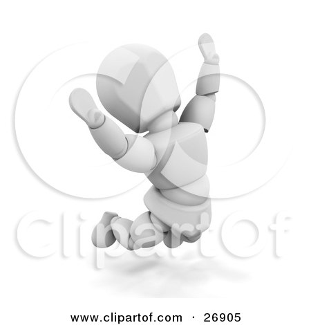 Clipart Illustration of a Happy White Character Jumping In The Air by KJ Pargeter