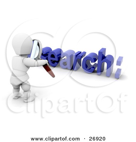 Clipart Illustration of a White Character Holding A Magnifying Glass And Viewing A Search by KJ Pargeter
