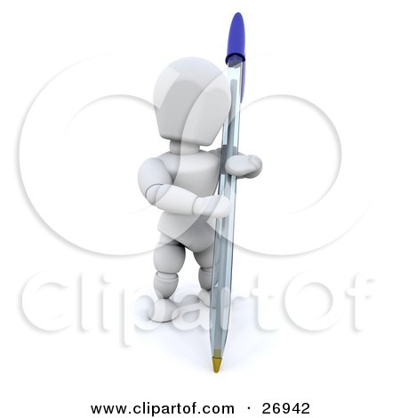 Clipart Illustration of a White Character Holding A Pen by KJ Pargeter