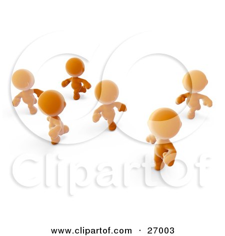 Clipart Illustration of Orange Meta Men Racing Or Running A Marathon by Leo Blanchette