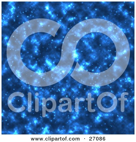 Clipart Illustration of a Blue Starry Outer Space Background by KJ Pargeter