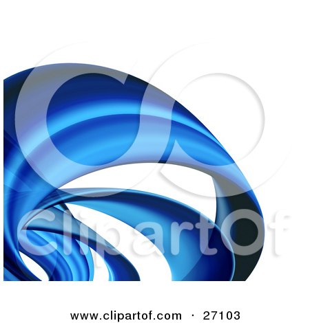 Clipart Illustration of Arching Transparent Blue Lines Curling Over A White Background by KJ Pargeter