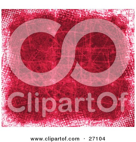 Clipart Illustration of a Grungy Pink Background With Scuffs, Scratches And A Dotted White Border by KJ Pargeter