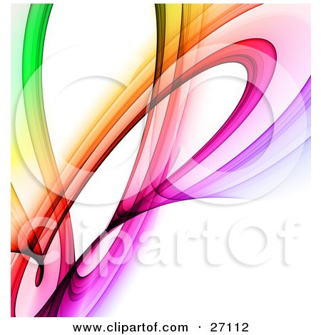 Clipart Illustration of a Transparent Rainbow Curling And Twisting Over A White Background by KJ Pargeter
