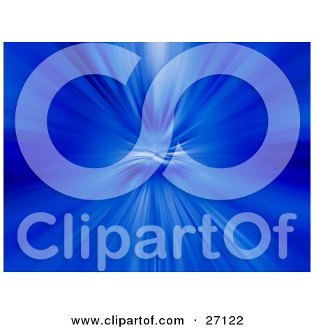 Clipart Illustration of a Bursting Background Of White And Blue Light Emerging From The Center by KJ Pargeter