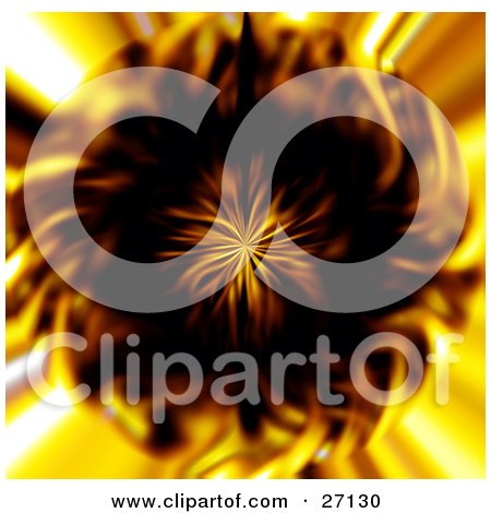 Clipart Illustration of a Fiery Background With A Bursting Center Of Yellow And Orange Flames by KJ Pargeter