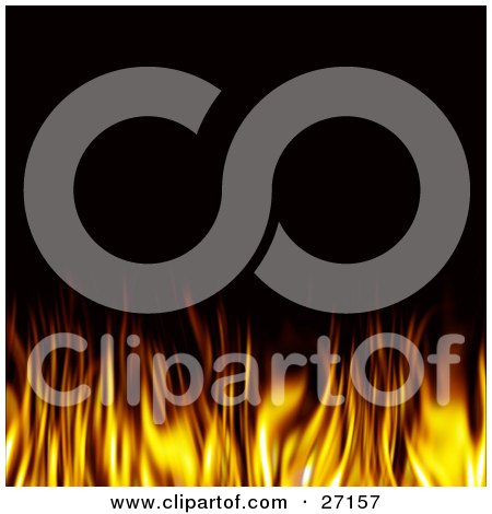 Clipart Illustration of Orange And Yellow Flames Of A Fire, Burning Against A Black Background by KJ Pargeter