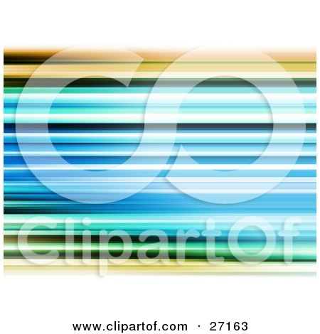 Clipart Illustration of a Background Of Horizontal Orange, Yellow, Blue, Green, White And Black Blurred Lines by KJ Pargeter