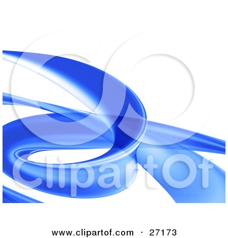 Clipart Illustration of a Curling Blue Transparent Tube Curving Over A White Background by KJ Pargeter