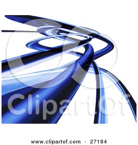 Clipart Illustration of Blue Tubes Curving Over A White Background by KJ Pargeter