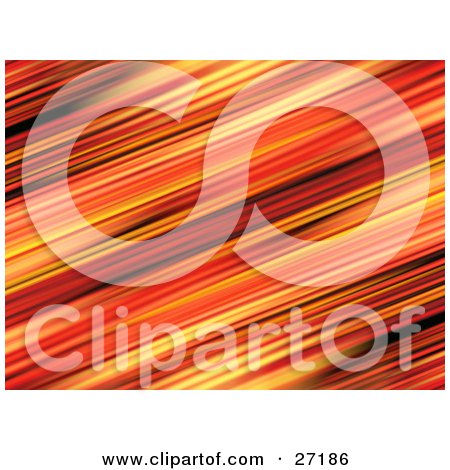 Clipart Illustration of an Abstract Background Of Diagonal Red, Orange And Yellow Lines by KJ Pargeter