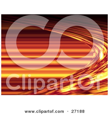 Clipart Illustration of a Fiery Orange, Red And Yellow Background Of Curving And Horizontal Lines by KJ Pargeter