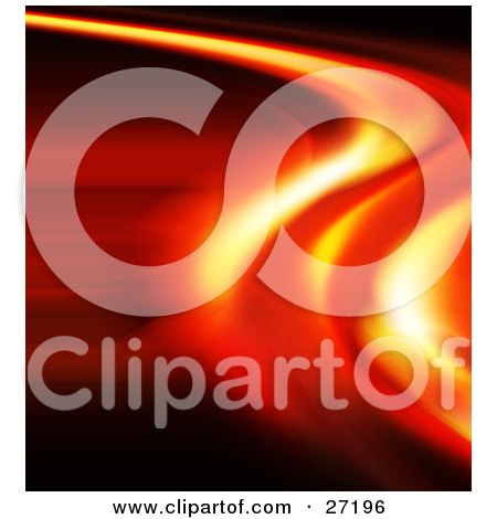Clipart Illustration of a Fiery Curving Orange And Red Line Over A Red Background by KJ Pargeter