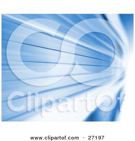 Clipart Illustration of Rows Of Bursting Blue And White Lights Rushing To The Right by KJ Pargeter