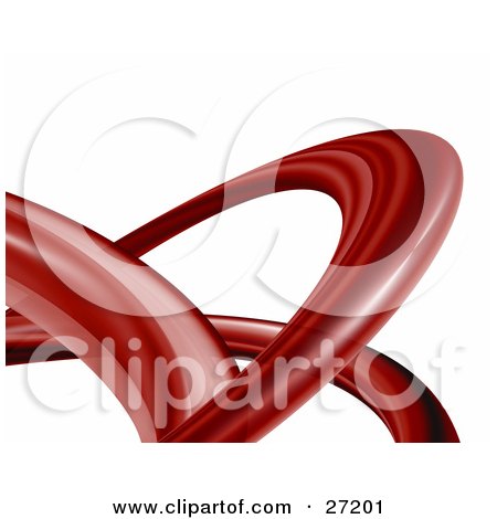 Clipart Illustration of a Twisting Red Transparent Tube Curving Over A White Background by KJ Pargeter