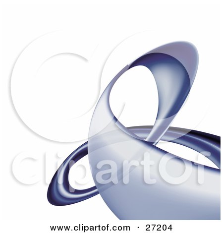 Clipart Illustration of a Twisting Blue Transparent Tube Curving Over A White Background by KJ Pargeter