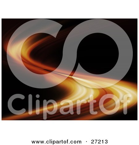 Clipart Illustration of a Fast Line Of Fire Curving Along A Black Background by KJ Pargeter