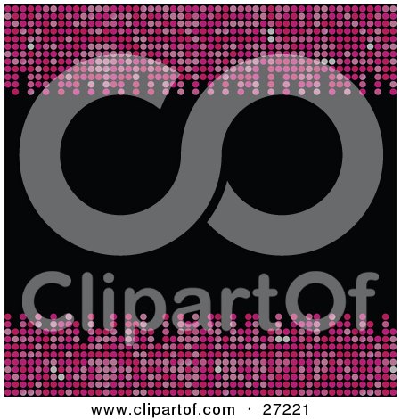 Clipart Illustration of a Black Background Bordered By Sparkling Pink Mosaic Rows On The Top And Bottom by elaineitalia