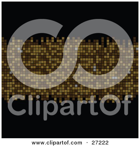 Clipart Illustration of a Horizontal Golden Mosaic Row On A Black Background by elaineitalia