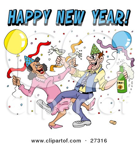 Cartoon of a Partying New Year Adult Black Woman Dancing in a Baby Diaper  Sash and Hat - Royalty Free Vector Clipart by LaffToon #1151093