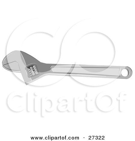 Clipart Illustration of a Silver Adjustable Wrench Tool On A White Background by djart