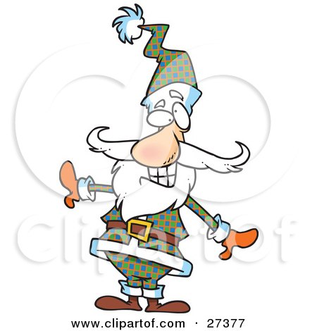 Clipart Illustration of Santa Claus Posing And Grinning While Showing Off His Unique And Stylish Plaid Suit And Hat by toonaday