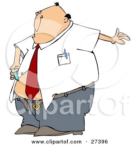 Clipart Illustration of a Diabetic White Businessman Giving Himself An Insulin Shot In His Belly by djart