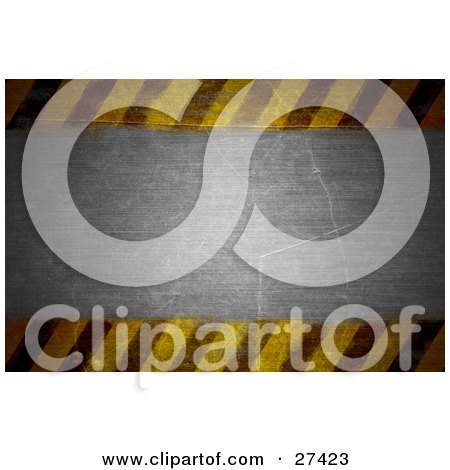 Clipart Illustration of a Grunge Textured Background Of Caution Lines Bordering Gray by beboy