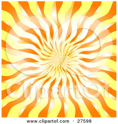 Clipart Illustration of a Background Of A Hot, Orange, White And Yellow Fiery Burst by KJ Pargeter