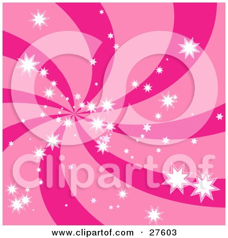 Clipart Illustration of a Swirling Pink Background With White Stars by KJ Pargeter
