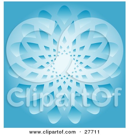 Clipart Illustration of a Blue Background With A Large Intricate Snowflake Pattern by KJ Pargeter