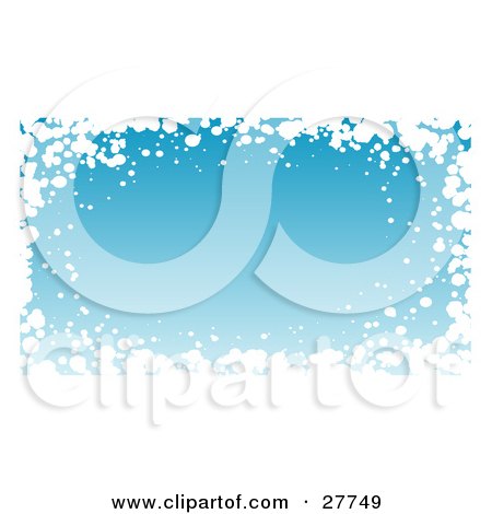 Clipart Illustration of a Border Of White Snow Around A Gradient Blue Winter Background by KJ Pargeter