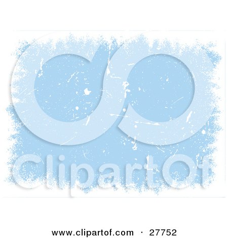 Clipart Illustration of a Horizontal Blue Grunge Winter Background Bordered By White, With A White Scratched Texture by KJ Pargeter