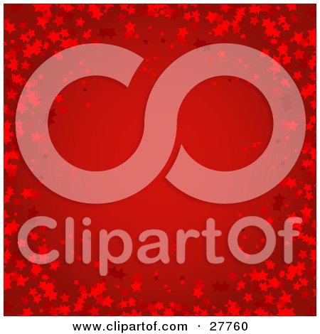Clipart Illustration of a Deep Red Background Bordered By Red Stars by KJ Pargeter