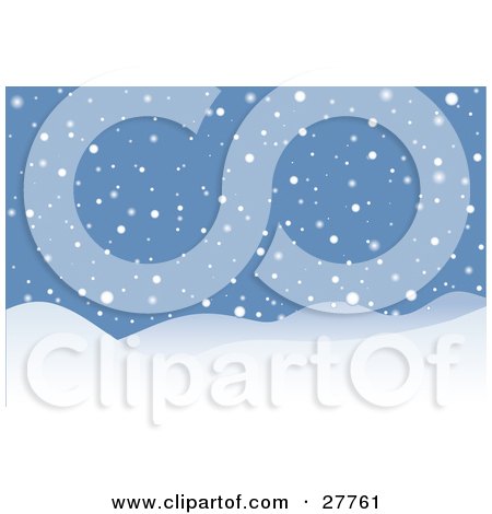 Clipart Illustration of Snow Falling On Hills On A Wintry Night by KJ Pargeter