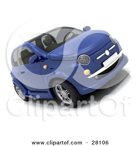Clipart Illustration of a Fuel Efficient Compact Blue Car by KJ Pargeter