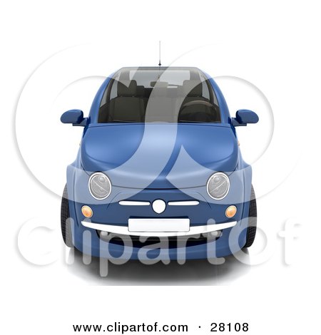 Clipart Illustration of a Small Blue Compact Car by KJ Pargeter