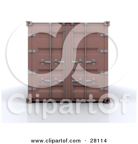 Clipart Illustration of a Closed Brown Freight Container by KJ Pargeter