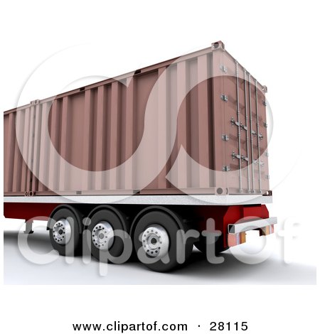 Clipart Illustration of a Big Rig Backing Up With A Brown Cargo Box by KJ Pargeter