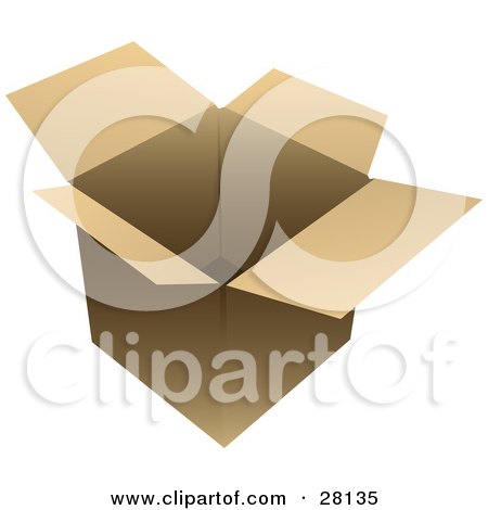 Clipart Illustration of an Empty And Open Cardboard Box Ready For Shipment by KJ Pargeter