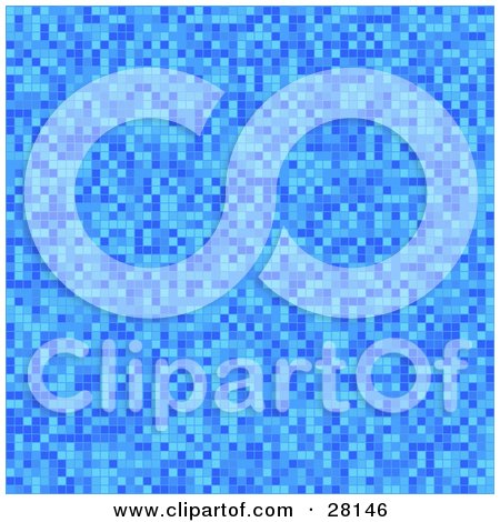Clipart Illustration of a Blue Mosaic Or Pixel Background by KJ Pargeter