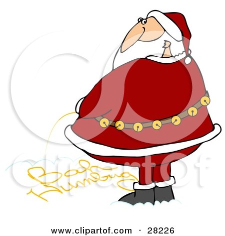 Clipart Illustration of Santa Writing Bah Humbug Text With His Yellow Urine In The Snow by djart