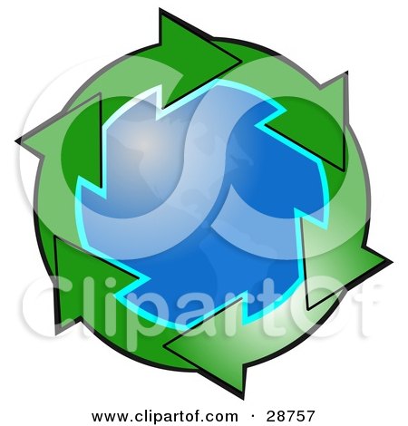 Clipart Illustration of Gradient Green Circle Of Arrows Around The American Continents On Planet Earth by djart