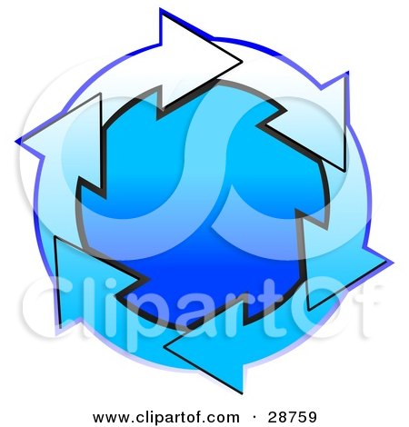 Clipart Illustration of a Circle Of Gradient Blue And White Arrows Around A Gradient Blue Center by djart