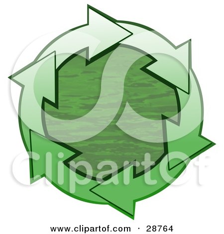 Clipart Illustration of a Circle Of Gradient Green Arrows Around Green Rippling Water by djart