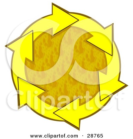 Clipart Illustration of a Circle Of Yellow Arrows Around A Textured Yellow Center by djart